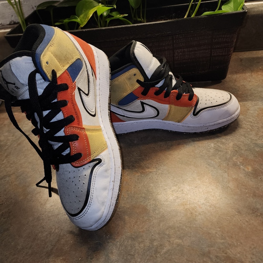 Nike Boys Air Jordan 1 DV1316-100 Multicolored Basketball Shoes Sneaker Size 6Y